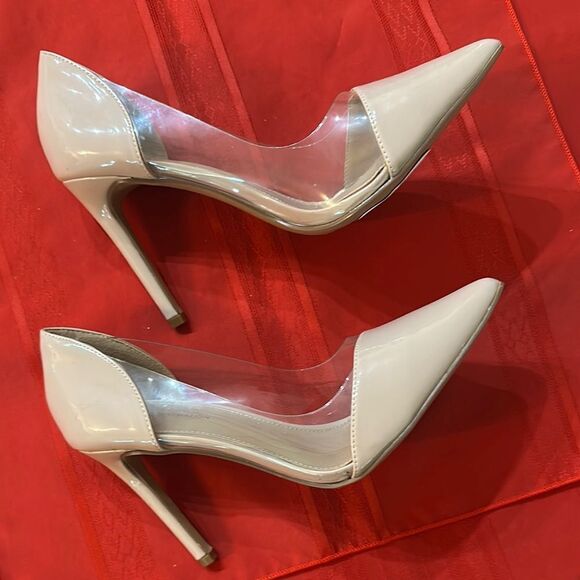 BCBGeneration Taupe Stiletto Heels with Transparent Panels Size 10 - Picture 6 of 10